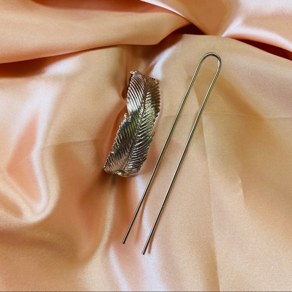 💕Last  one Feather Hair Clip Hair Pins Boho Bun Cage - Picture 2 of 8